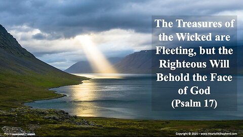 The Treasures of the Wicked are Fleeting, but the Righteous Will Behold the Face of God (Psalm 17)