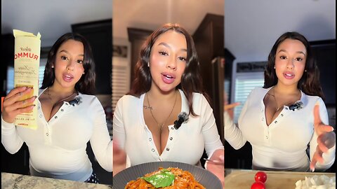 Cooking garlic and bacon pasta by incredible influencer Sari