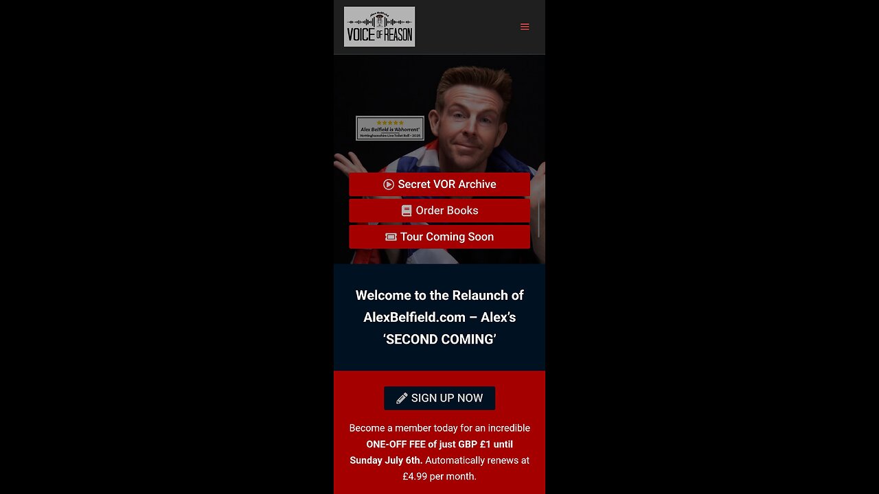 Alex Belfieid Back again after being bagged up, sign up fast let give our support