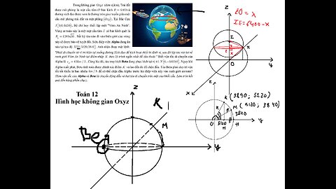 THPT Nguyễn Khuyến: (Khó) Trong không gian Oxyz (đơn vị km), Trái đất được mô phỏng là mặt cầu tâm