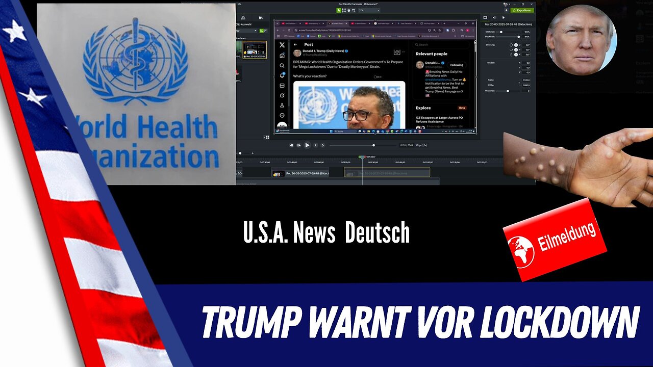 Eilmeldung: Trump posted auf X WHO lockdown Warnung wegen tödlicher Affenpocken Epidemie.