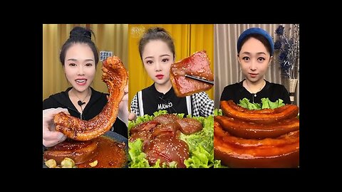Red Braised Pork Belly 🍖 Big Mouthfuls Mukbang | ASMR Eating Sounds