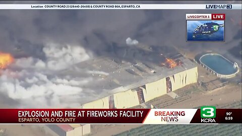 BREAKING: Massive explosion at fireworks warehouse in Yolo County, CA - caught on live TV (Last night 7.01.25)