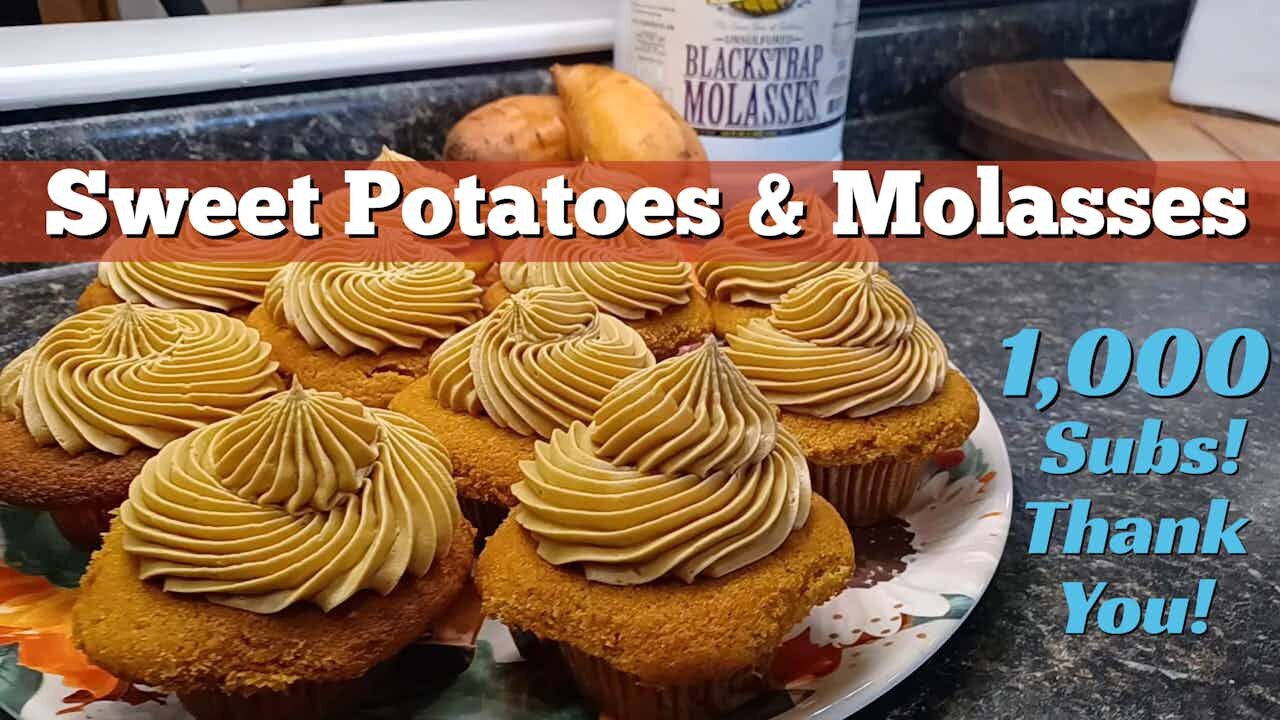 Sweet Potato Muffins with Molasses Cream Cheese Frosting ~ Celebrating 1,000 Subs Homestead Style