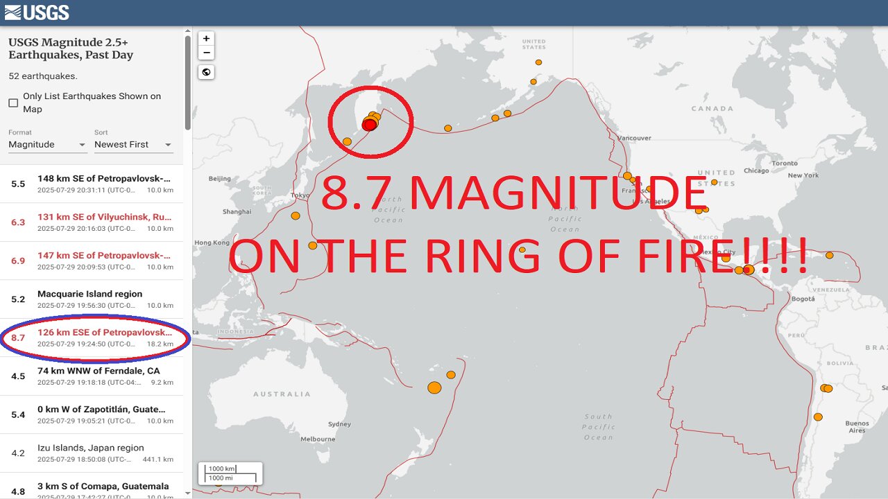 8.7 MAG EARTHQUAKE IN RUSSIA ON THE RING OF FIRE!!!!!!!!!!!!