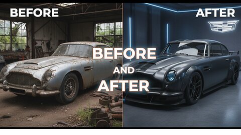 BEFORE and AFTER-Car Aston Martin DB5 1964 #BeforeandAfter #CarDesign #RetroCars #ClassicCars