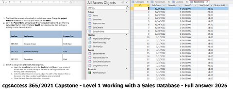 cgsAccess 365/2021 Capstone - Level 1 Working with a Sales Database - Full answer 2025