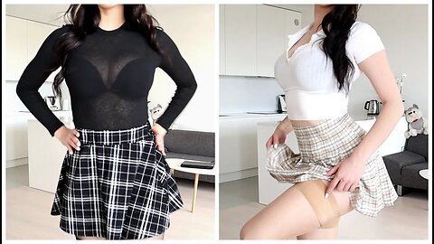 Pleated outfits - pantyhose, stockings, skirts SHEIN TRY ON || Excinderella