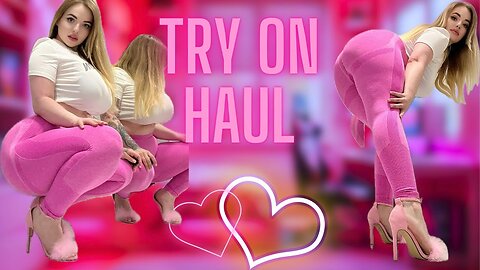 [4K] Jump Into My Curves – Try-On Haul in Tight Pink Leggings & Feather Heels!