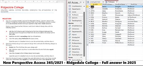 New Perspectives Access 365/2021 | Module 3: SAM Project 1b | Ridgedale College 2025