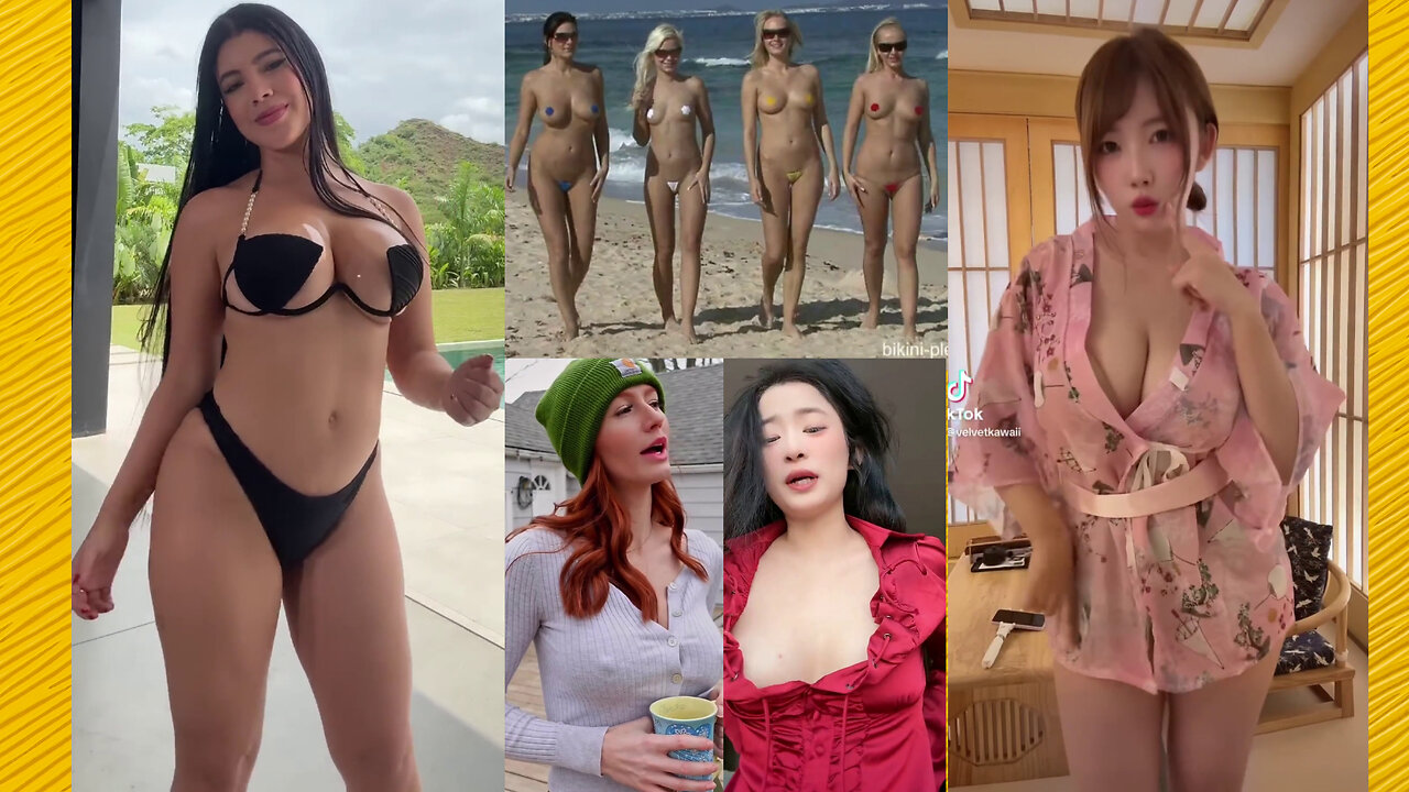 Huge Boobs / No Bra / Hard Nipples 55 - Big bank tiktok challenge ❤️‍ClipchampGirls 2025