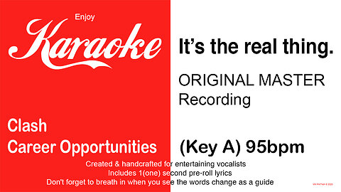 Clash - Career Opportunities (Key A) 95bpm (2025) Karaoke