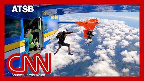 Australian skydiver’s parachute became caught on plane tail 15,000 feet in the air, video shows