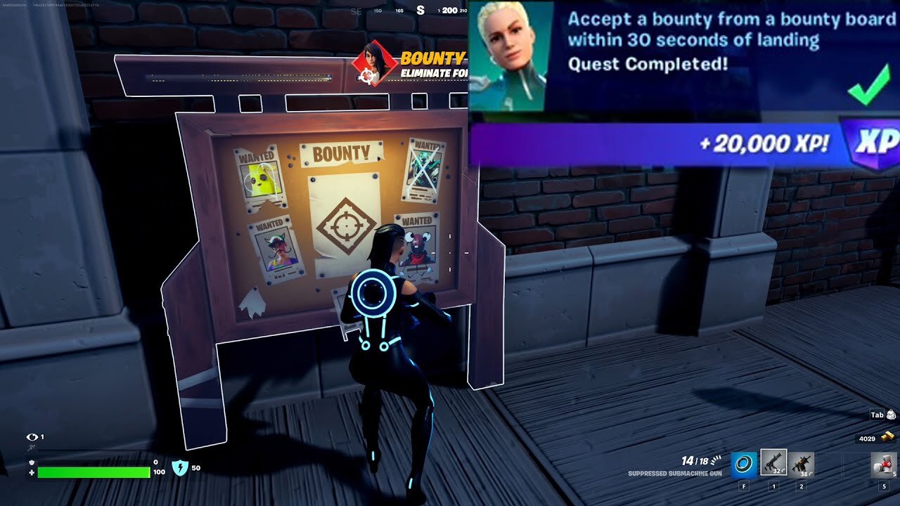 Accept a Bounty From a Bounty Board Within 30 Seconds of Landing Fortnite