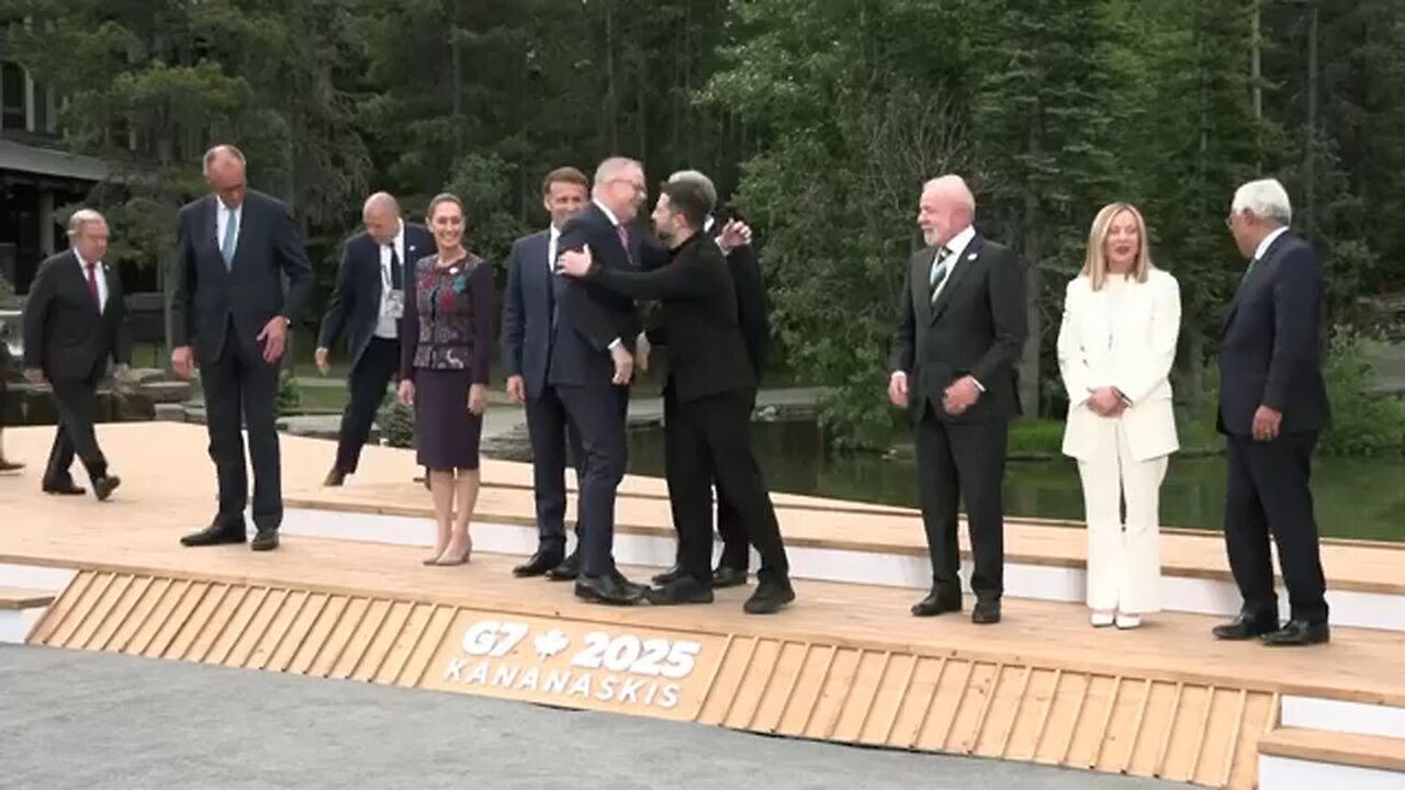 World leaders pose for family photo at G7 Summit in Canada