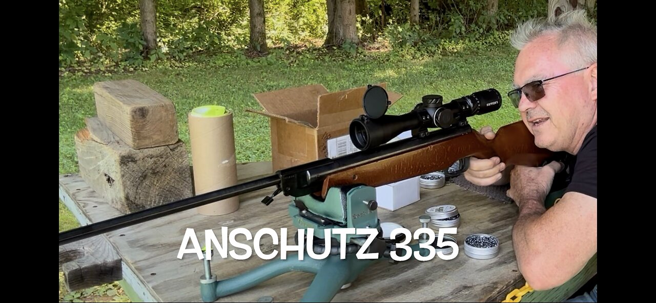 1980 Anschutz 335 break barrel springer pellet testing & plinking Riton 3-15x44LW
