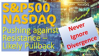 S&P500 & NASDAQ pushing up against RESISTANCE Likely Pullback