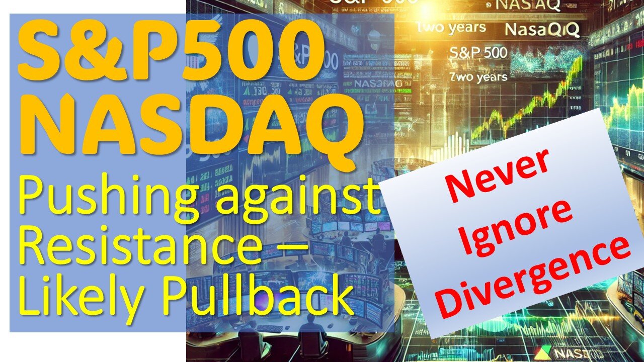 S&P500 & NASDAQ pushing up against RESISTANCE Likely Pullback