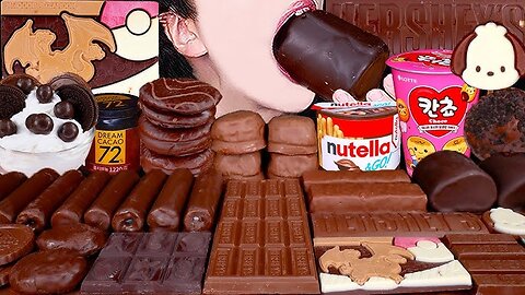 Ultimate ASMR Chocolate Ice Cream Dessert Mukbang | Marshmallow & Nutella Eating Sounds