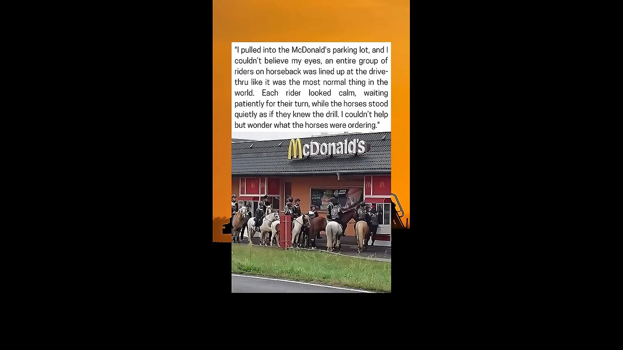 Riders on Horseback Line Up at McDonald’s
