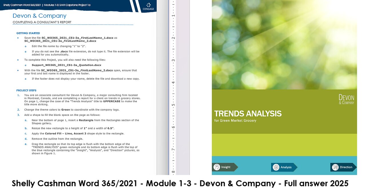 Shelly Cashman Word 365/2021 | Modules 1-3: SAM Capstone Project 1a | Devon & Company (Answer 2025)