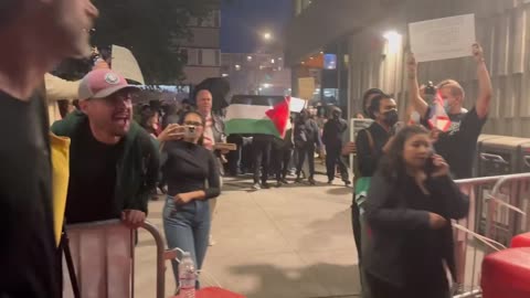 Police escorting TPUSA attendees at Berkeley as Antifa rioters surround building