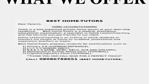 Best Home-Tutors, What do they do offer?