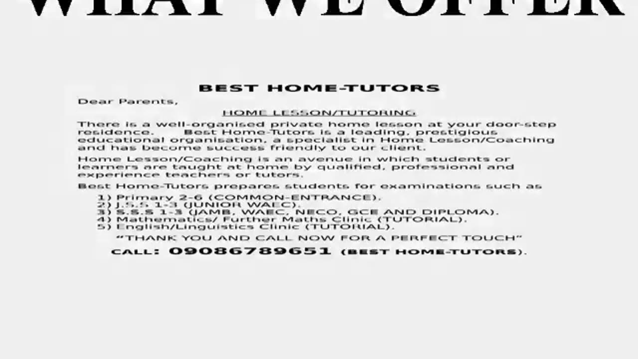 Best Home-Tutors, What do they do offer?