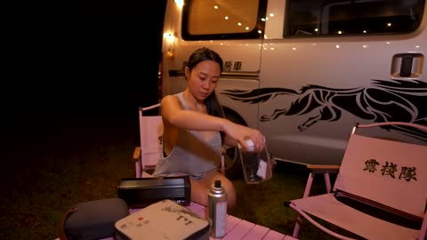 Night in The Mountains - Camping Van Adventure ASMR (satisfying) 4K Girl