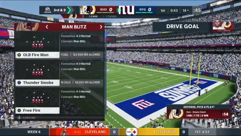 1964 REDSKINS VS Madden 21 I Franchise SEASON 1 WEEK 6 , REDSKINS VS GIANTS