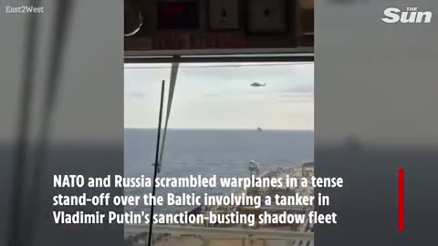NATO fighter & Russian Su-35 CLASH over Putin's shadow fleet tanker