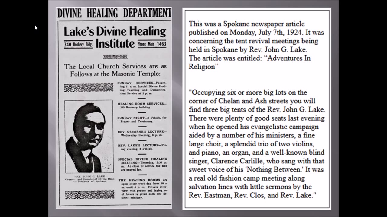 John G. Lake Radio Lecture 1 1935