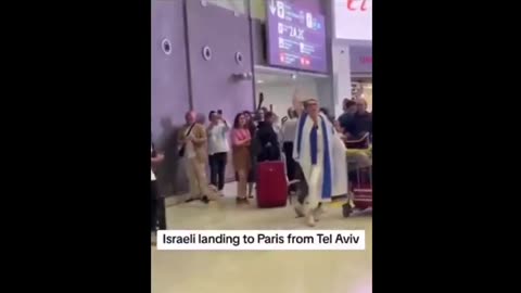 Israelis fleeing from Tel Aviv by plane are shocked to be received by booing locals at Paris -France