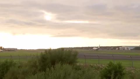 President Trump has LANDED in Scotland with tons of people cheering