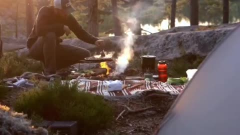 Cooking and eating food outdoors