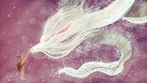 White dragon in my dream... Music for drawing, working, sleeping with rain sounds