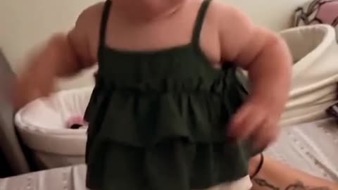 Cute baby happy with her dad