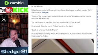 Nutter on a plain says bomb on the plain 'Allahu Akbar' three times