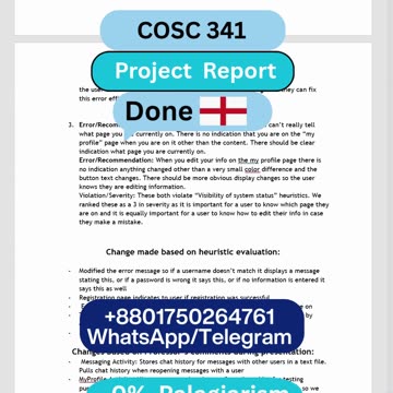 Student Work (Report) | COSC 341 Project Report UI/UX & HCI Research | Computer Science | UoM