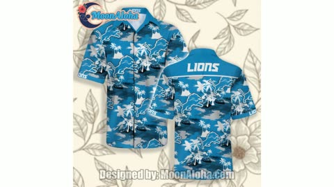 Detroit Lions Summer Island Tropical Blue Retro Hawaiian Shirt