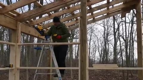 Pole Barn Build on a Budget | Framing the Walls Bookshelf Style (4)