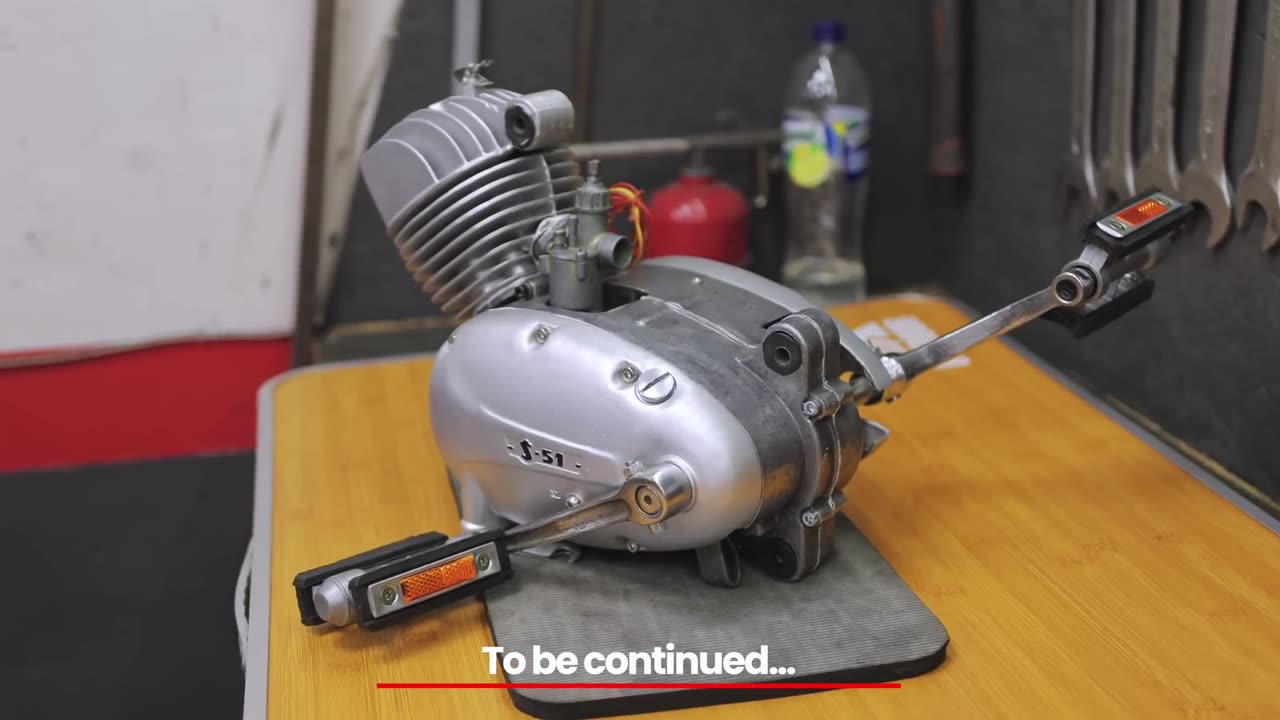 Restoration Old Engine With Pedals From an Abandoned Moped 1960s