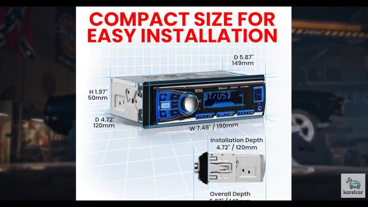 BOSS Audio Systems 611UAB Car Stereo System - Single Din, Bluetooth Audio and C