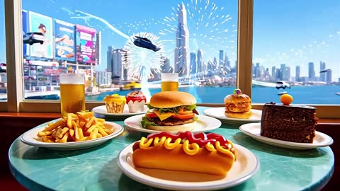 The ultimate fast food feast: hamburgers, hot dogs, and french fries!