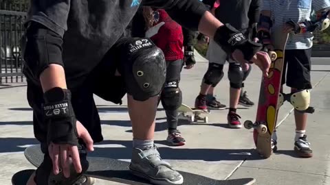Little Boy Rides 3 Skateboards at the Same Time