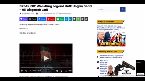 Wrestling Legend Hulk Hogan Dead