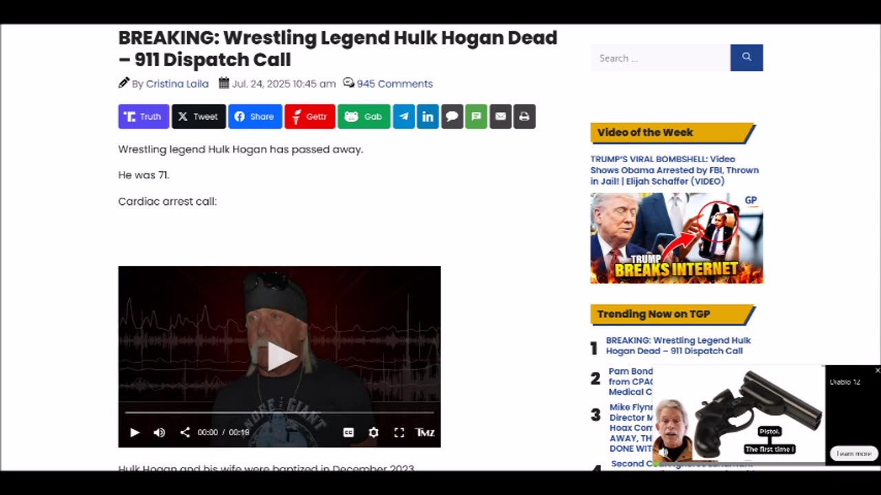 Wrestling Legend Hulk Hogan Dead