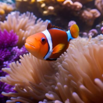 Clownfish swimming in anemone.mp4