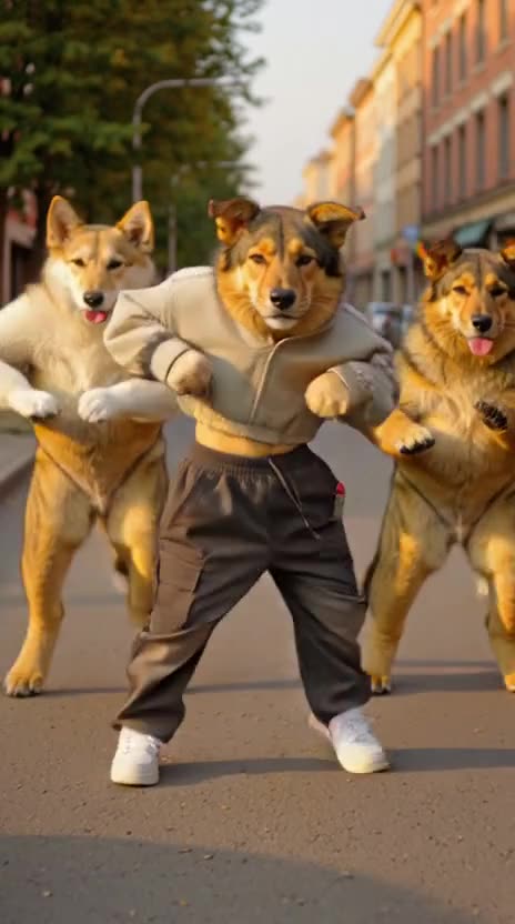 Street dog's dance