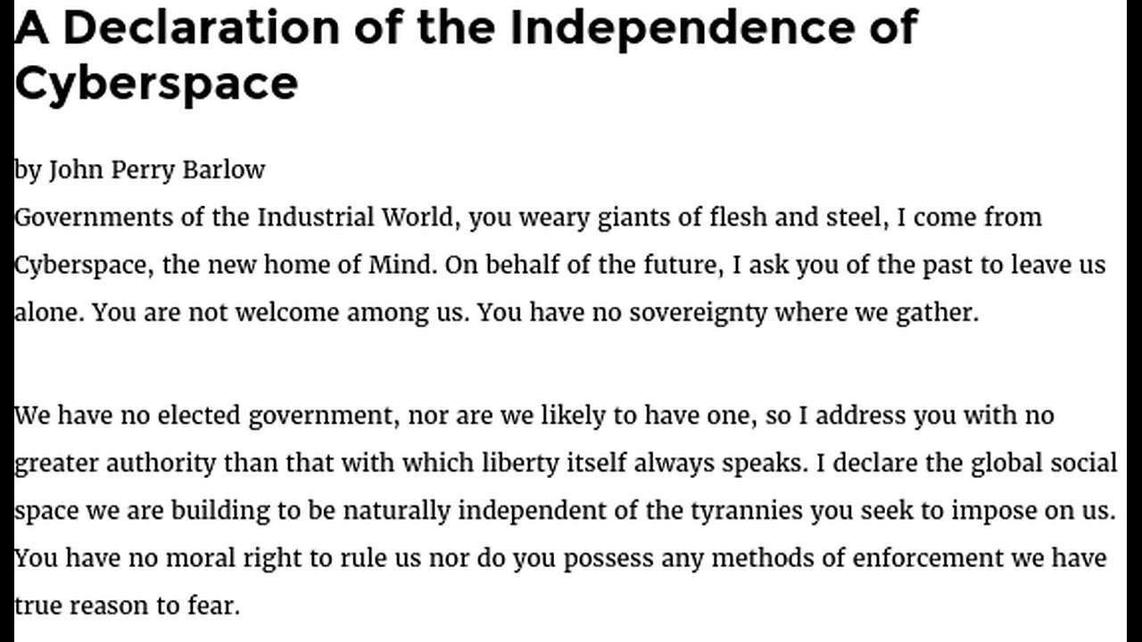 A Declaration of the Independence of Cyberspace | Crypto Anarchist Series | Episode 3 (WiM416)